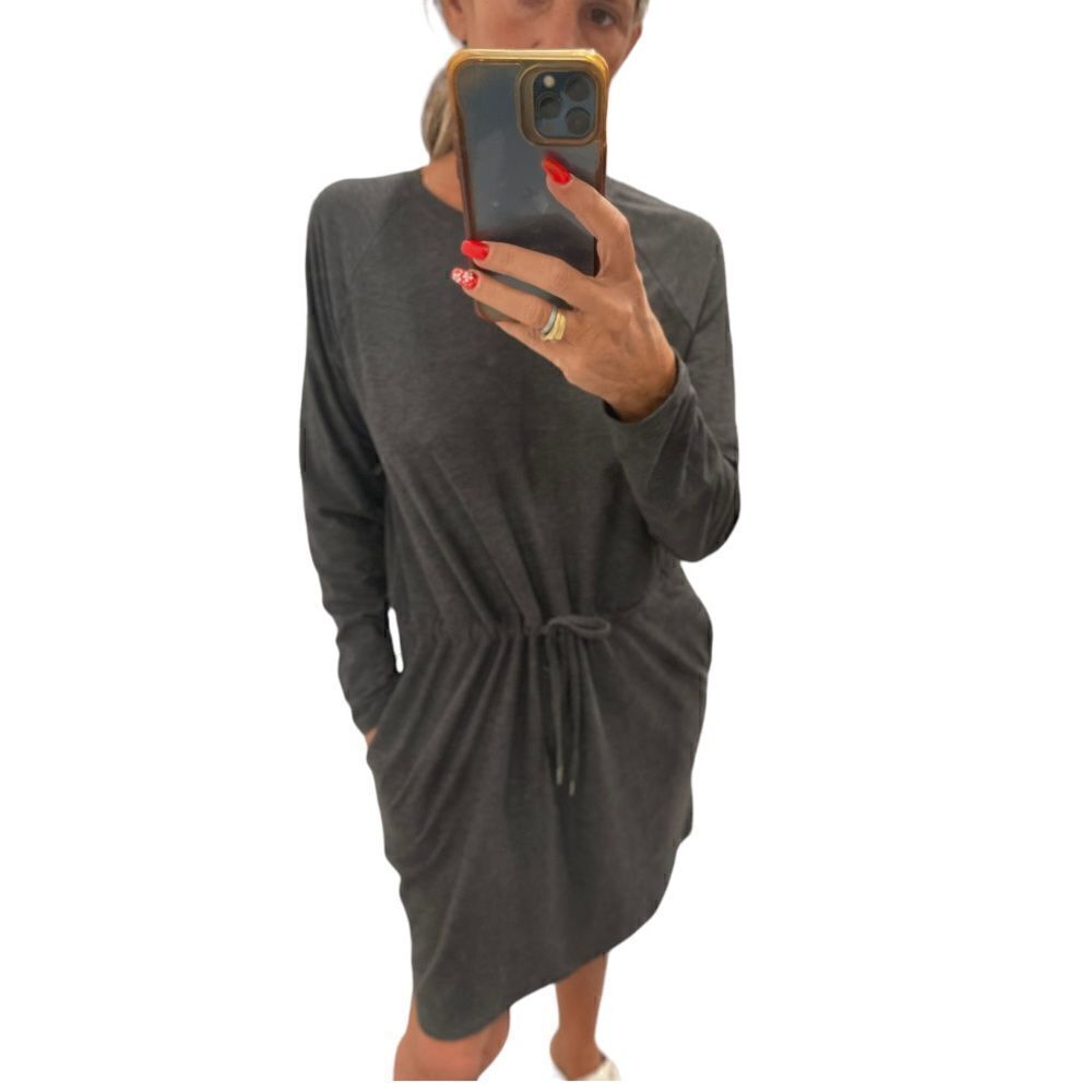 Kyodan Outdoor Aspen Gray Long Sleeves Drawstring Dress.Size M